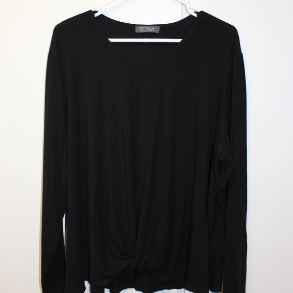 Mr. Max Fashions Black Long Sleeve Top With Knotted Front 3X - Picture 1 of 5
